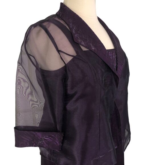 Alex Evenings Mother of Bride Jacket Dress Shift Lagenlook Purple Size 18WP - Picture 7 of 9